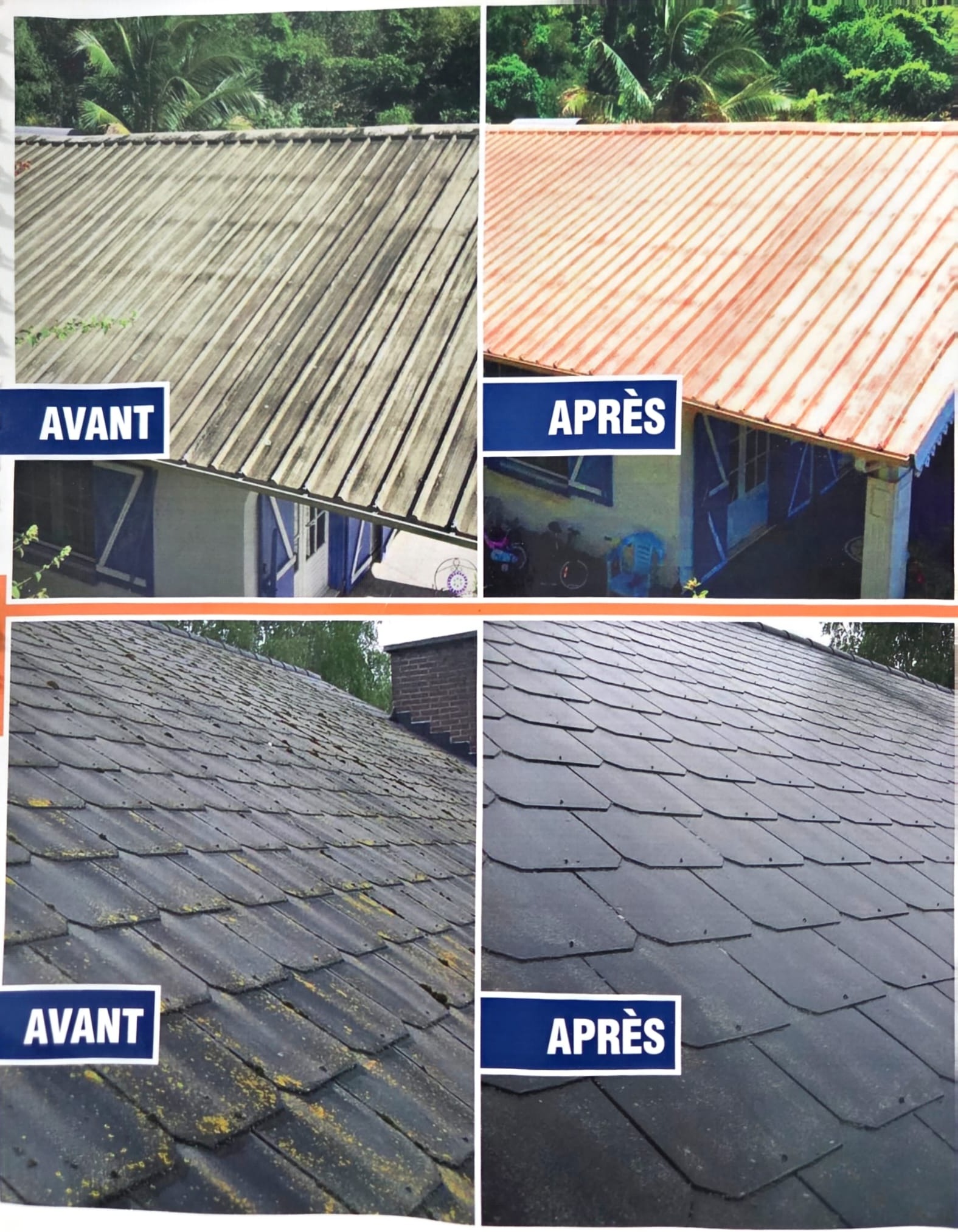 Nettoyage de toiture — avant / après