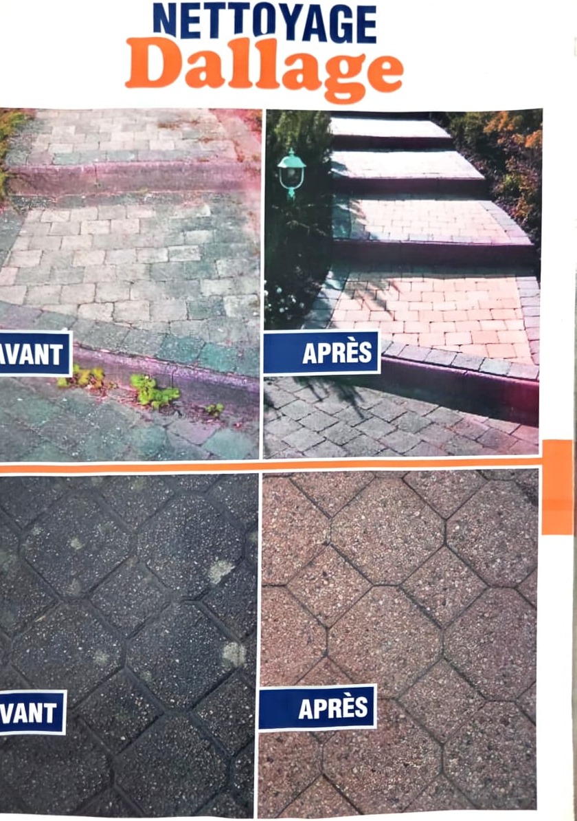 Nettoyage de dallage — avant / après