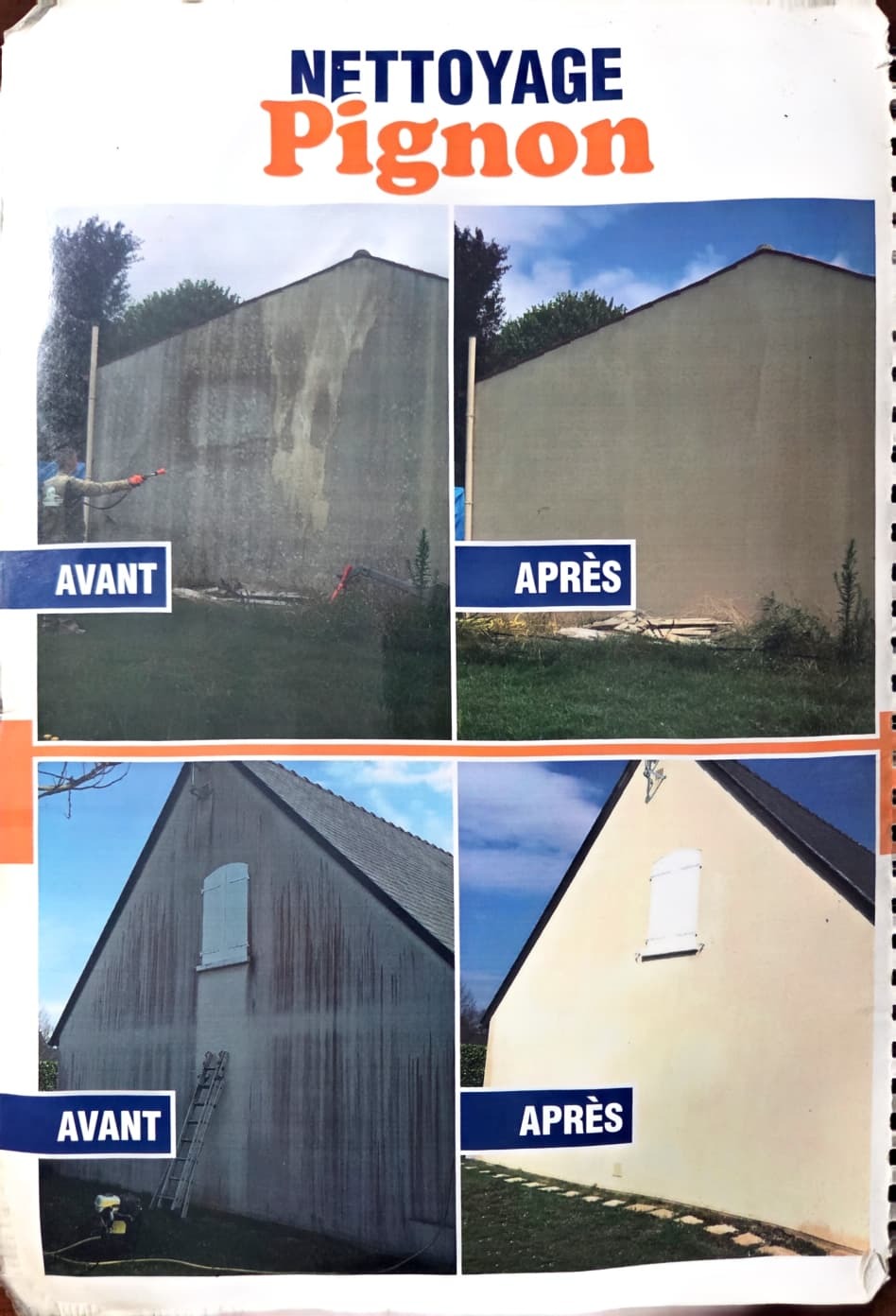Nettoyage de pignon — avant / après