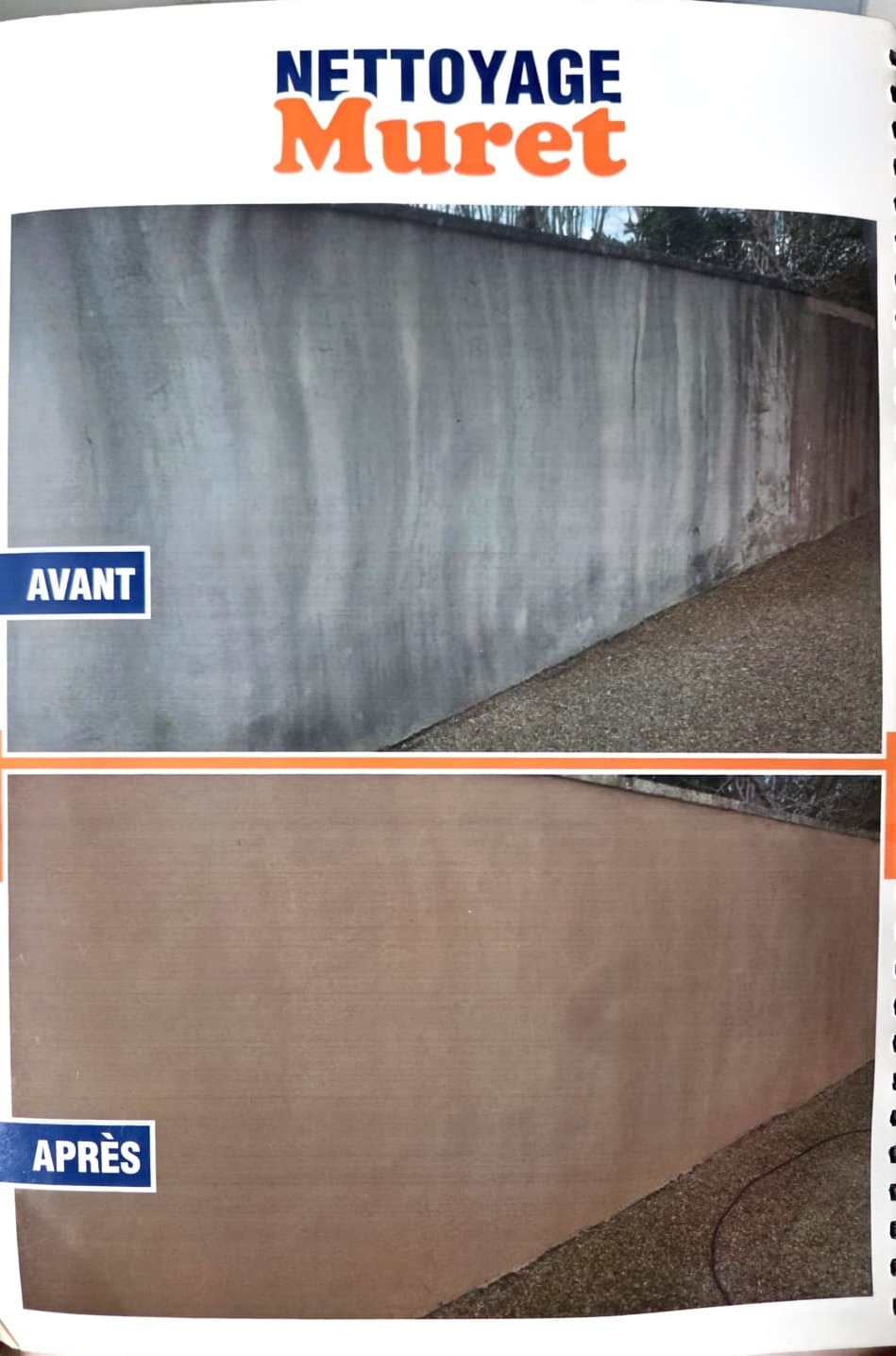 Nettoyage de muret — avant / après