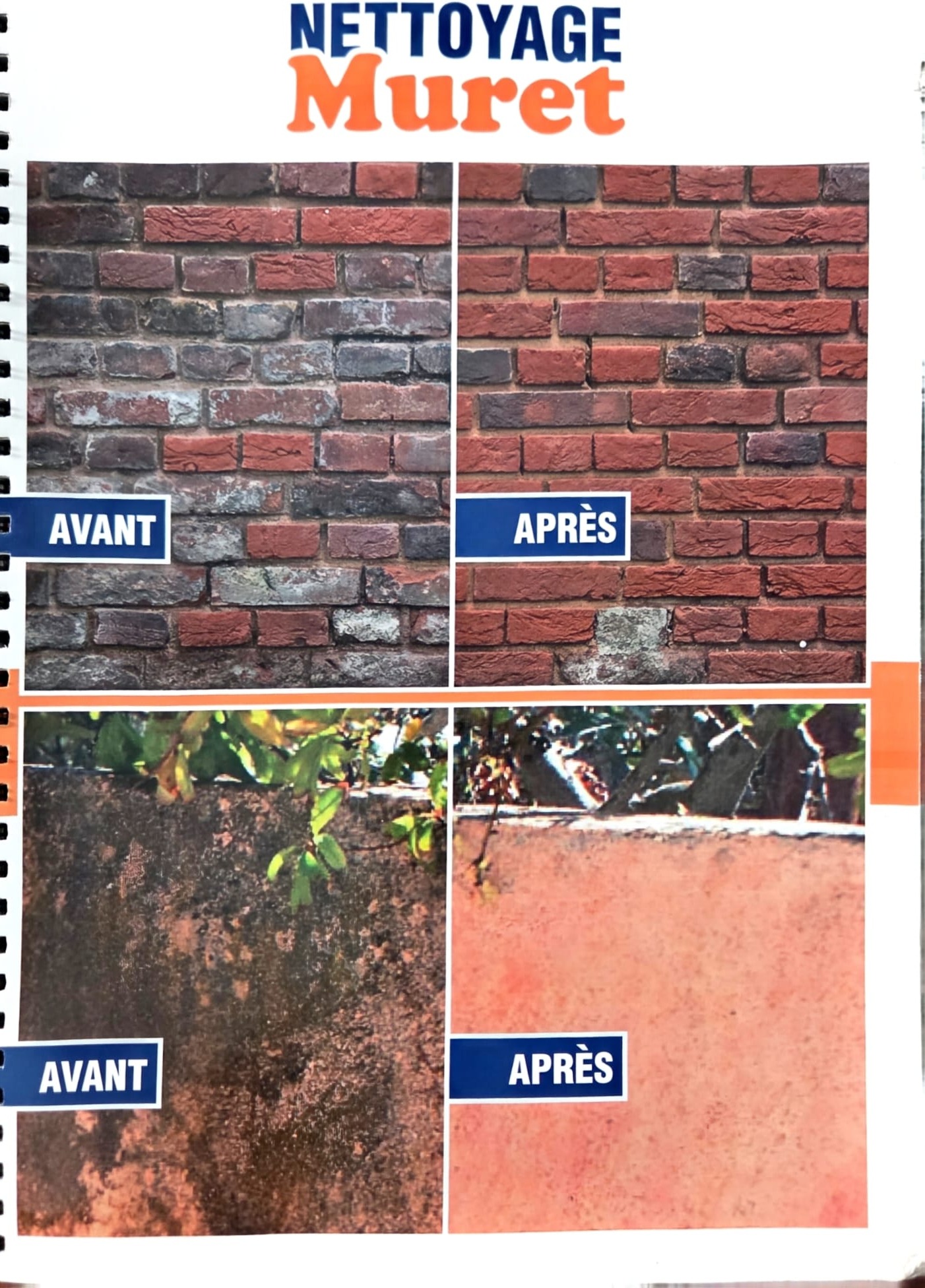 Nettoyage de muret — avant / après