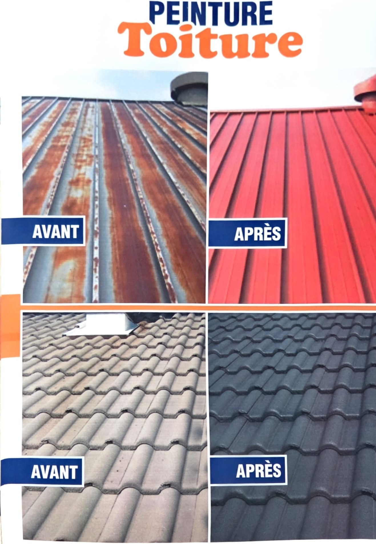 Peinture de toiture — avant / après